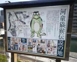 猿候河童伝説の看板